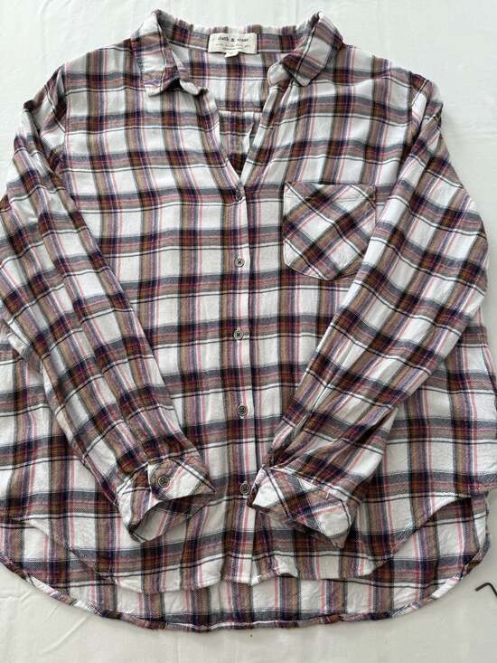 Cloth & Stone Tops - Cloth & Stone Anthropologie Plaid Metallic Lurex Button Down Shirt